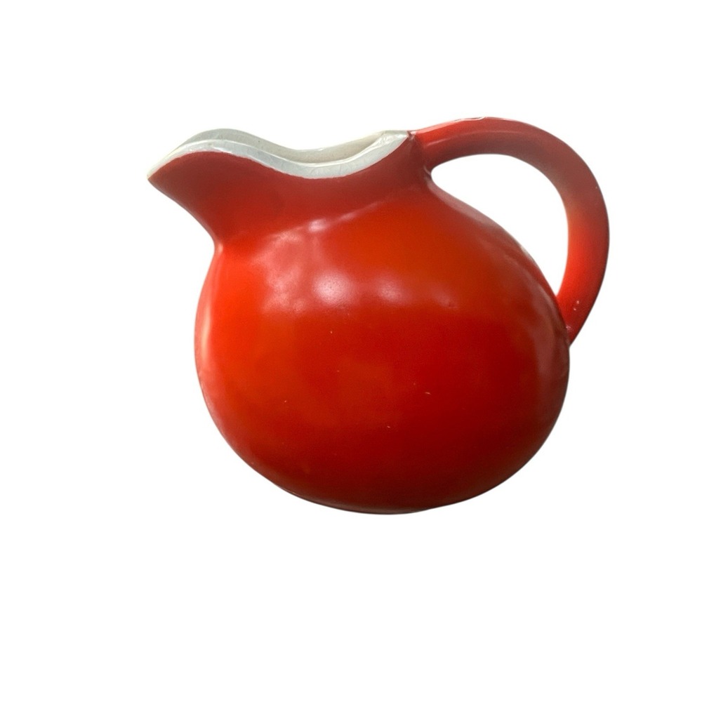Vintage 1930s Orange‎ Ceramic Creamer Pitcher 4"